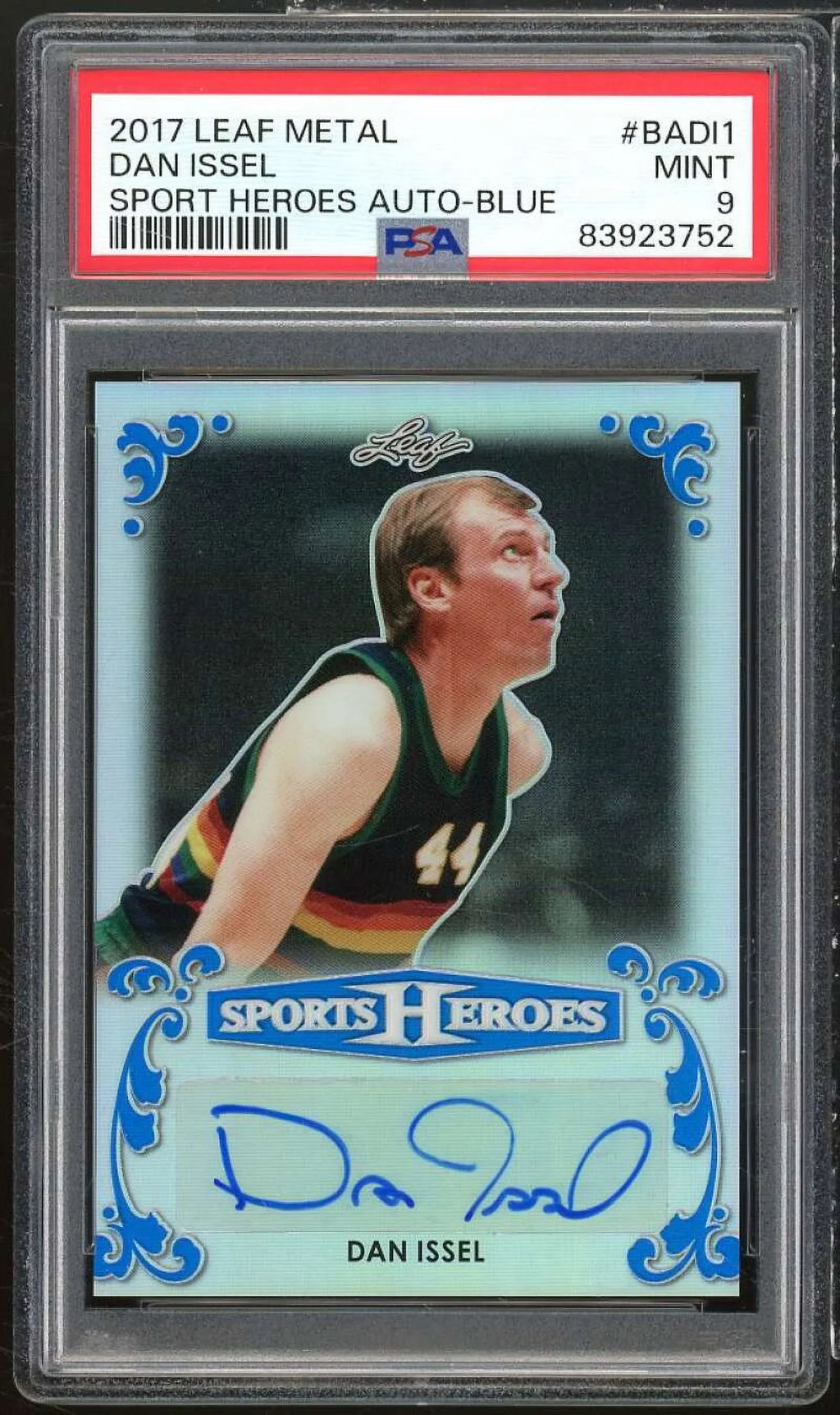 Dan Issel Card 2017 Leaf Metal Sports Heroes Auto Blue (#d 5/7) #BADL1 PSA 9