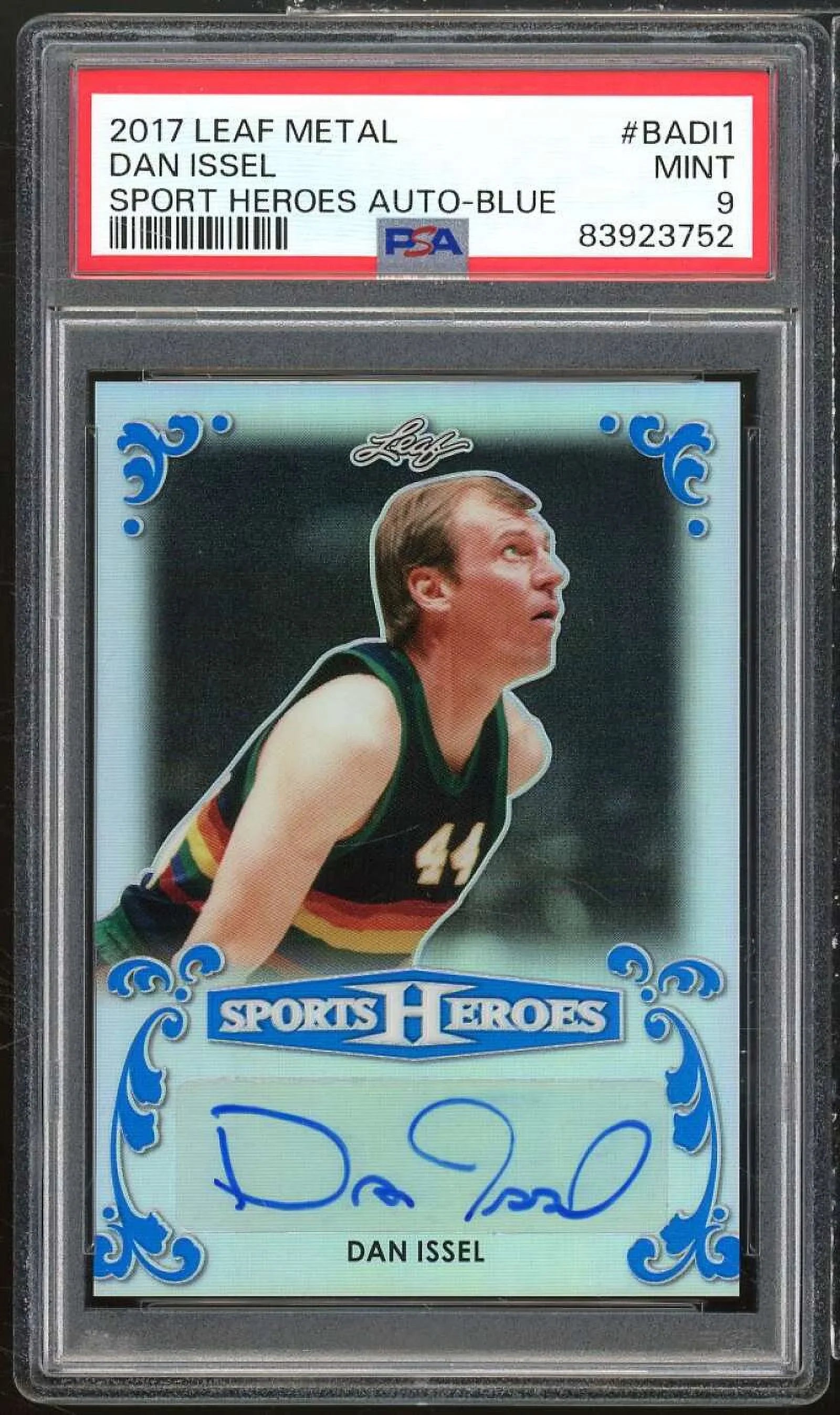 Dan Issel Card 2017 Leaf Metal Sports Heroes Auto Blue (#d 5/7) #BADL1 PSA 9