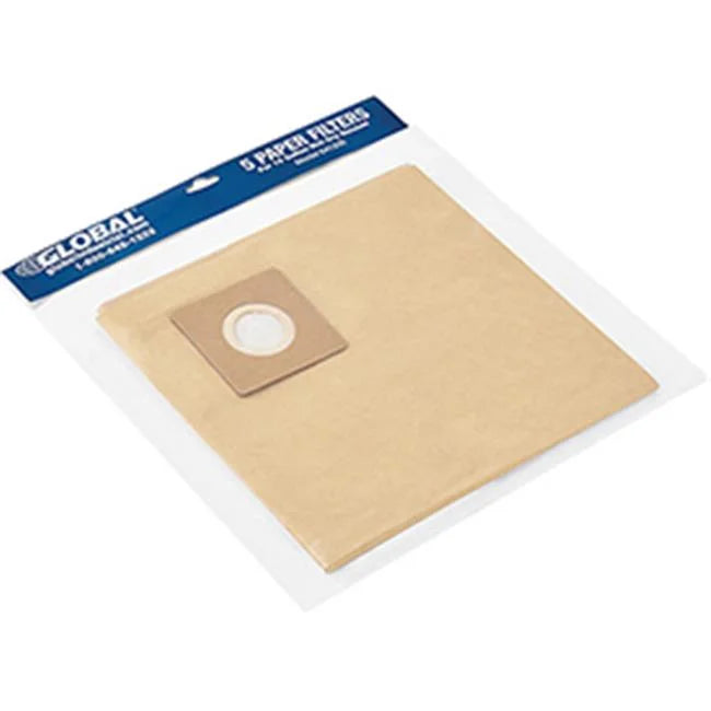 Global Industries 641200 Paper Filter Bag for 16 gal Wet Dry Vacuum, Brown