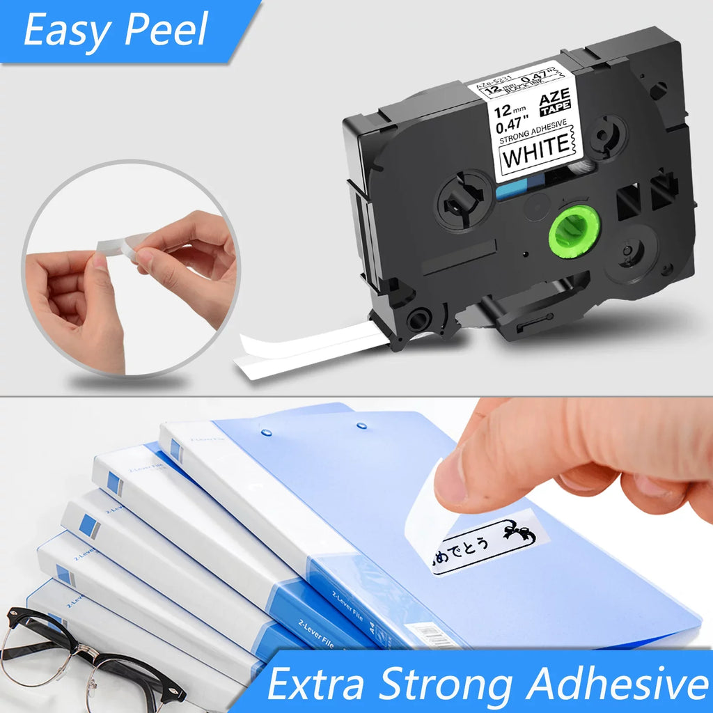 GREENCYCLE 40PK Compatible for Brother P-touch Ebony on White 12mm TZ TZe TZe-S231 TZ-S231 TZe-231 TZ-231 Extra Strength Laminated Label Tape