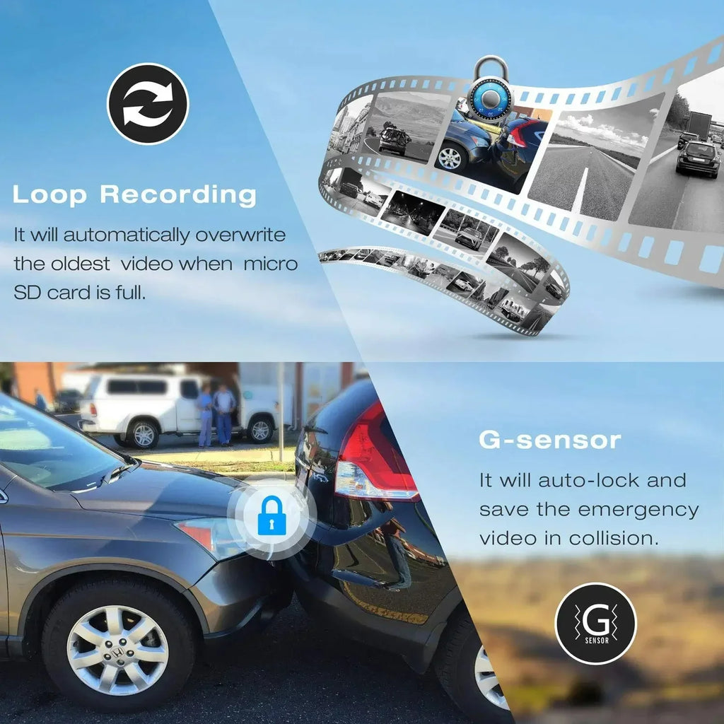Bileeko Car Mirror Dashcam 10 inch IPS Full Touch Screen Dual Lens Rear View Backup Camera, Parking Monitor, Loop Recording