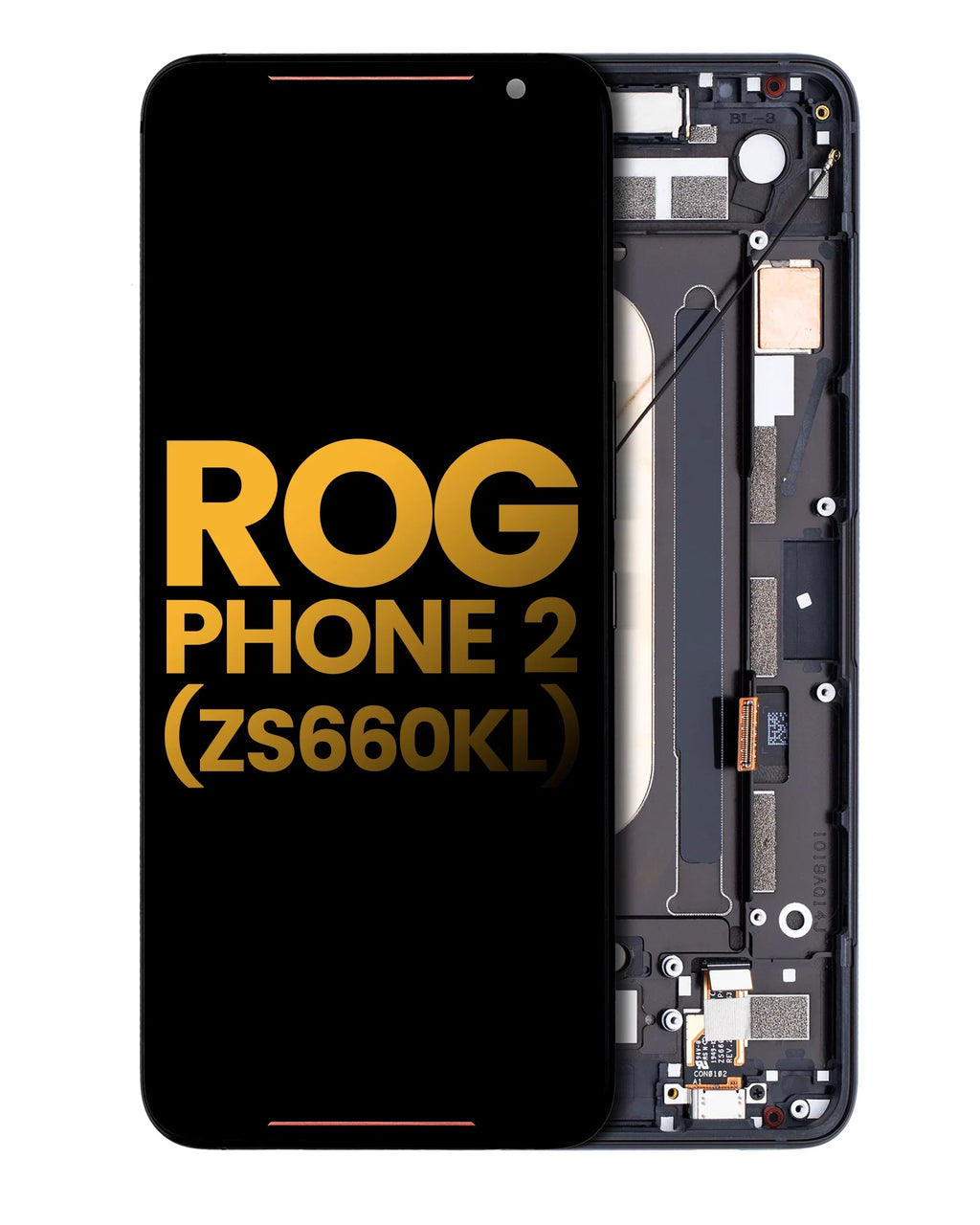 Gentlemen OLED Assembly With Frame Compatible For Asus ROG Phone 2 (ZS660KL) (Refurbished) (Matte Midnight