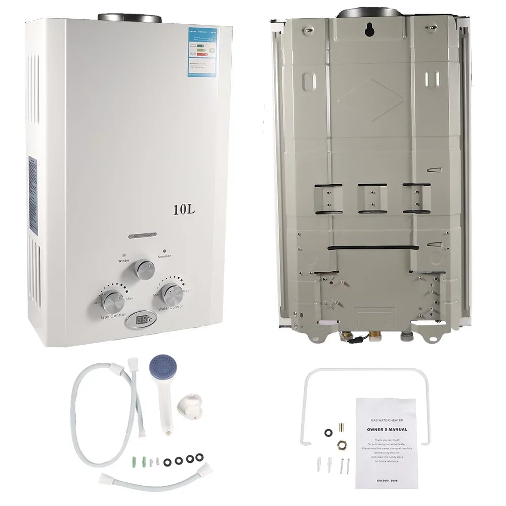 G · PEH 10L Natural Gas Tankless Hot Water Heater Instant Kitchen Boiler w/Shower Head