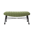 "Modern Green Upholstered Bench with Metal Legs"