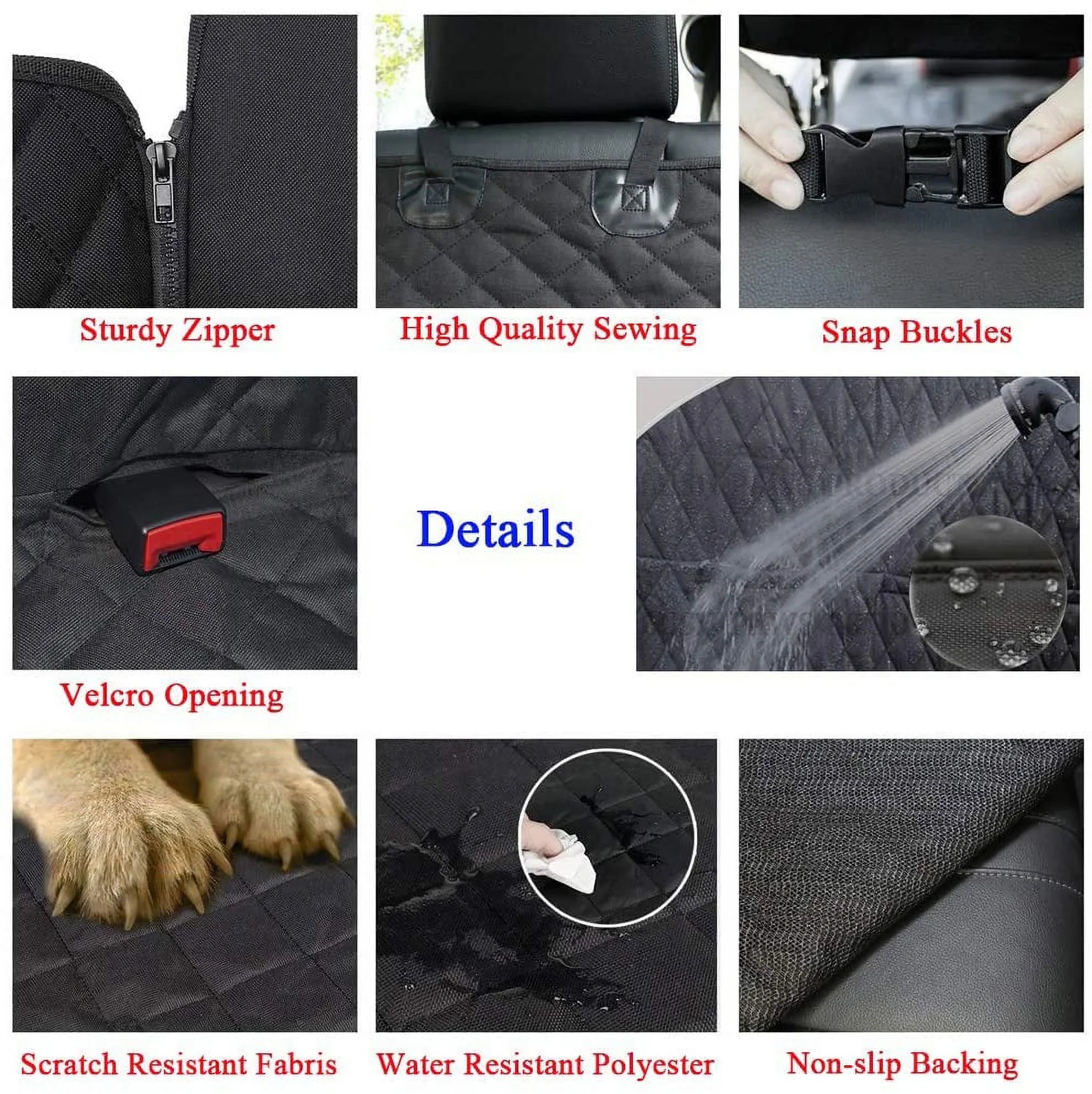 Dog Car Seat Covers with Mesh Window, Waterproof Dog Cover Back Seat, Scratchproof Dog Car Hammock Dogs Protection Cover for Cars SUVs & Trucks