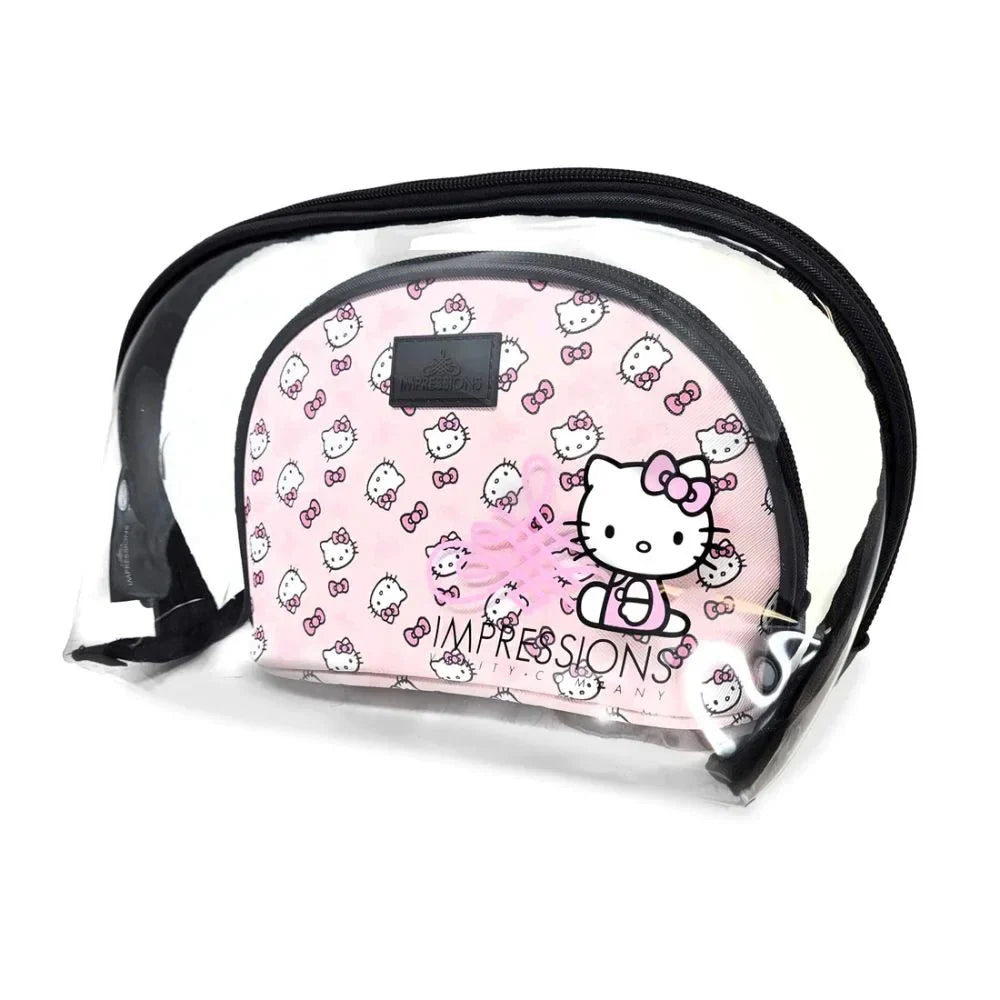 Impressions Vanity Hello Kitty 2 Pcs Nested Clutch Purses, Waterproof Travel Makeup Clutch Bag (White)