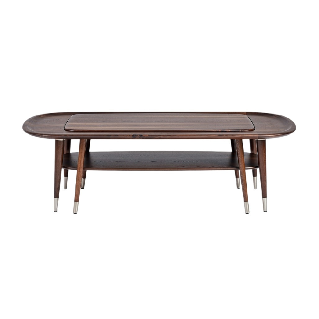 Mid-Century Modern Walnut Coffee Table with Shelf