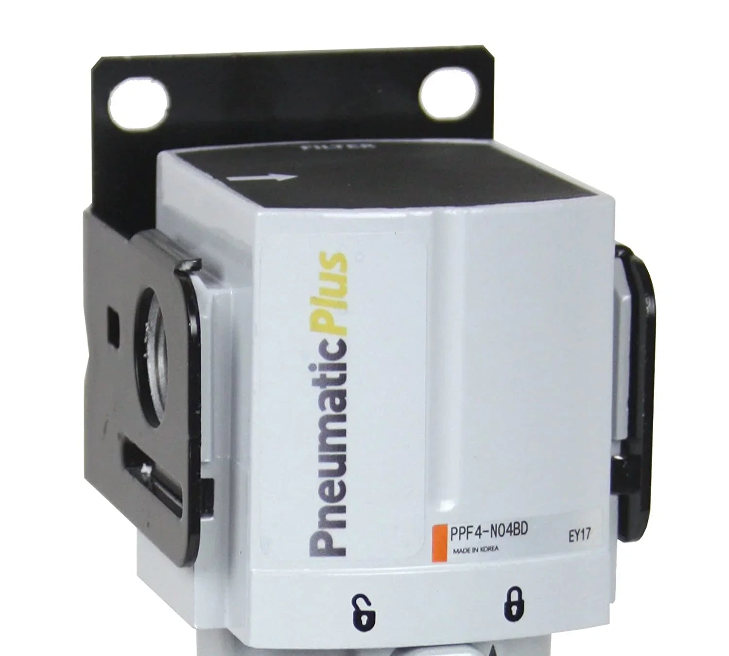 PneumaticPlus PPF2-N02B Miniature Compressed Air Particulate Filter 1/4" NPT - 5 Micron, Poly Bowl, Manual Drain, Bracket