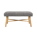 Stylish Grey Upholstered Ottoman with Wooden Legs