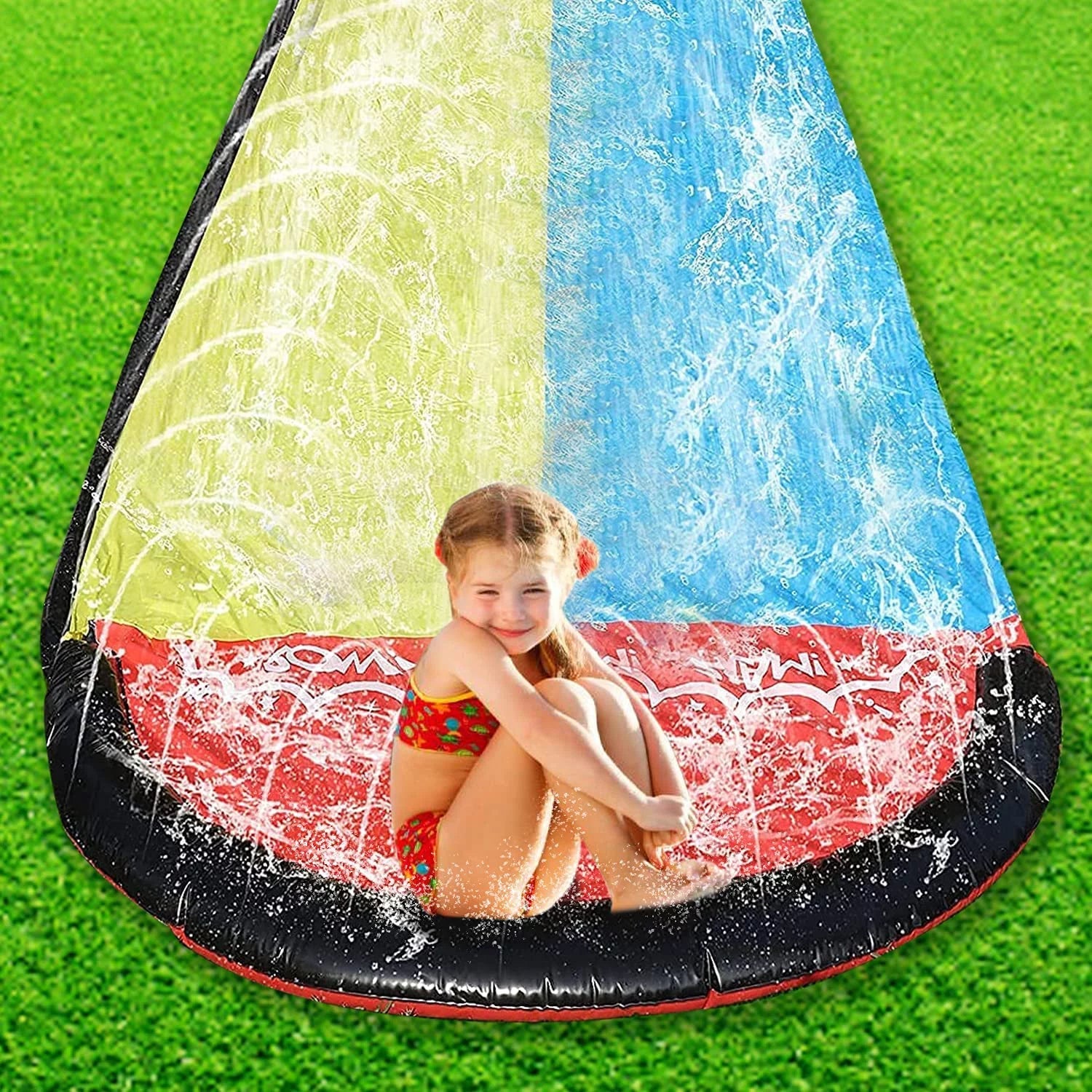 Vivazy 15.5ft Summer Backyard Quality PVC Smooth Slick , Water Slides Inflatable Crash Pad