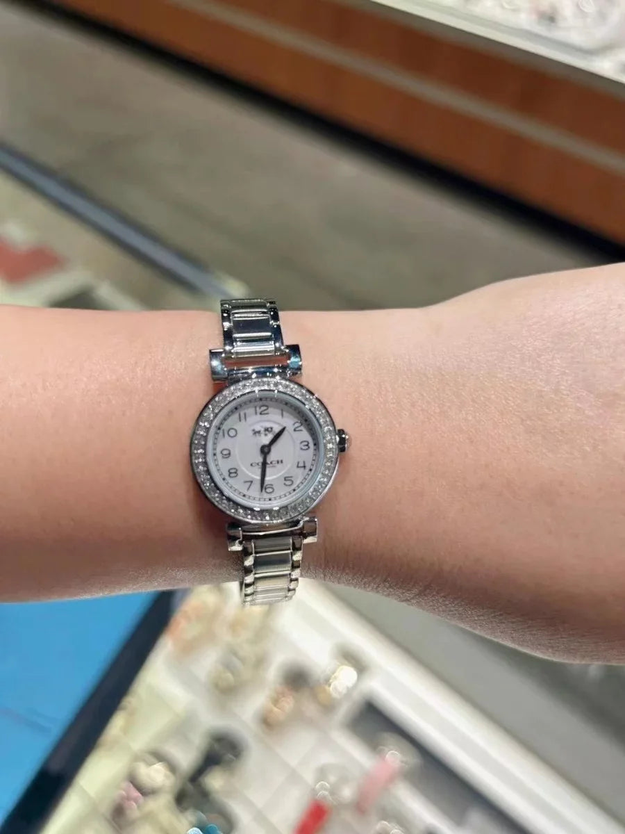 Coach 14502402 Madison Silver Tone Stainless Steel Crystal Glitz Watch