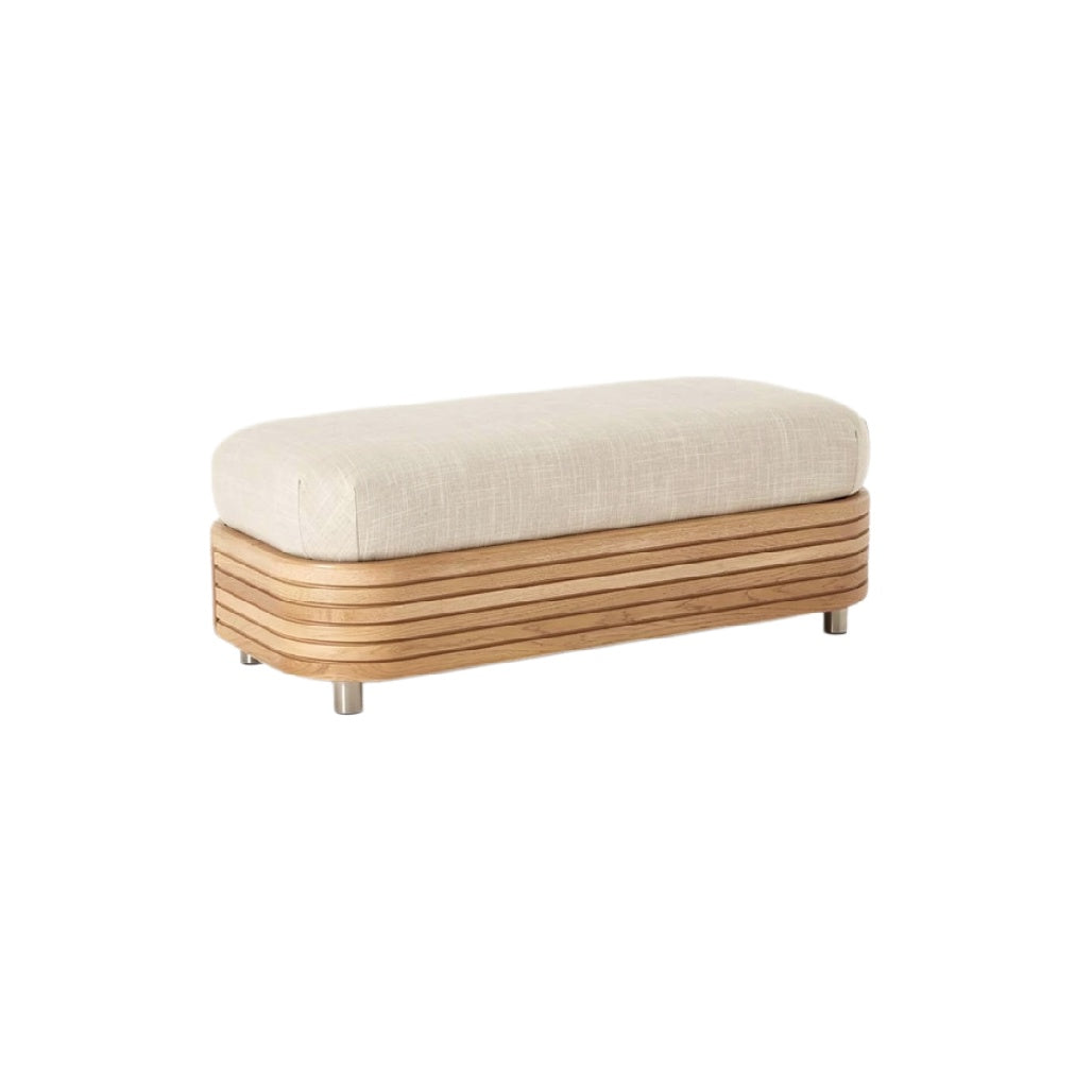 "Modern Wooden Bench with Soft Upholstered Cushion"