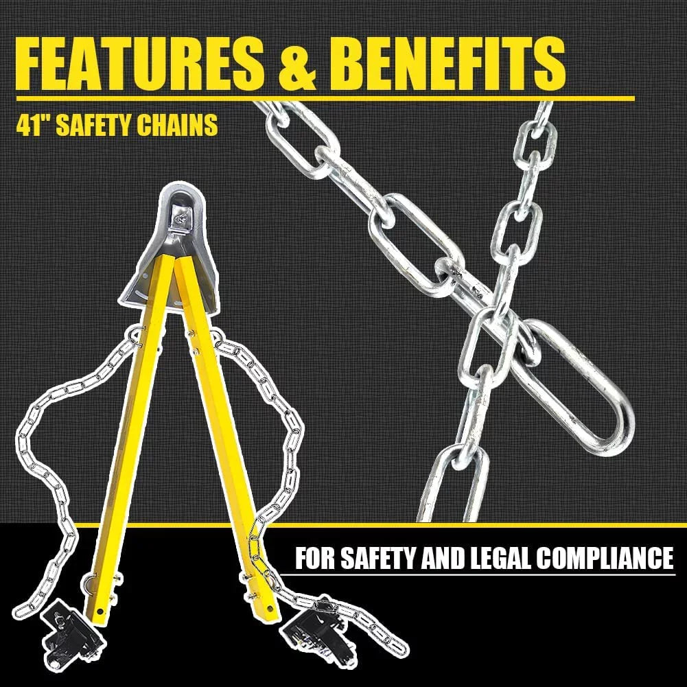 HPDAVV Yellow Adjustable Tow Towing Bar / Adjustable Tow Bar Kit Bumper Mount 5000lb w/Chains RV Car Truck Compatible with Jeep System