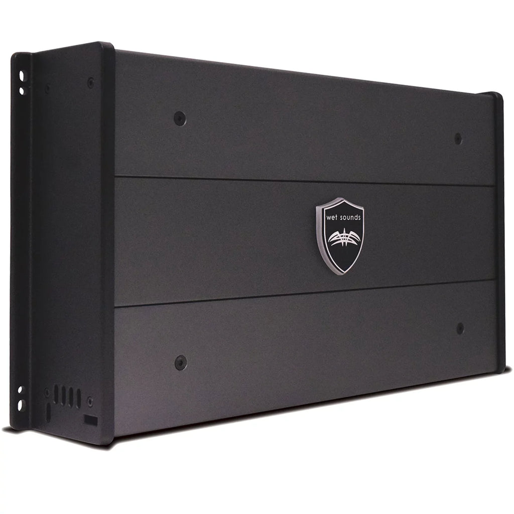 Wet Sounds ICON8B-FMINI 8" Midnight Tower Speakers with Stainless Steel MINI Fixed Clamps & SYN-DX2.3 1200 Watt Amplifier