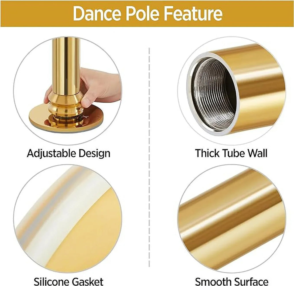 GENREEN Stripper Poles 45mm Removable Dance Pole Set Spinning Pole Dance Portable Static Fitness Dancing Pole Kit for Exercise Club Party Pub Home Gym