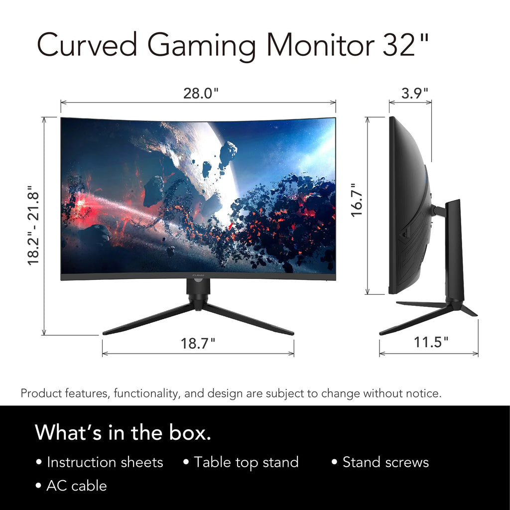 Funai 32" FHD Curved 240Hz, 1ms, HDR, VA, AMD FreeSync™ Premium Enabled Gaming Monitor (FGM-32C545)