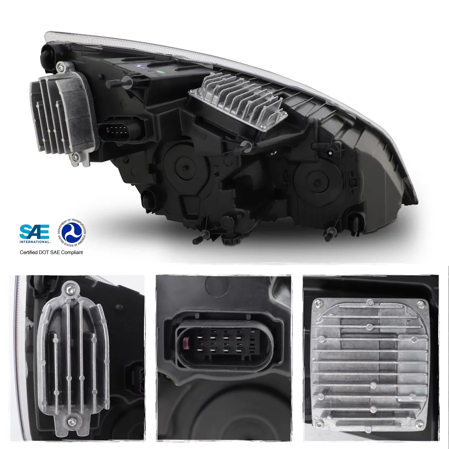 AKKON - Fits 2018-2023 Freightliner Cascadia 113 116 125 126 OE Full-LED Dark Housing Headlights - Driver Side Individuals