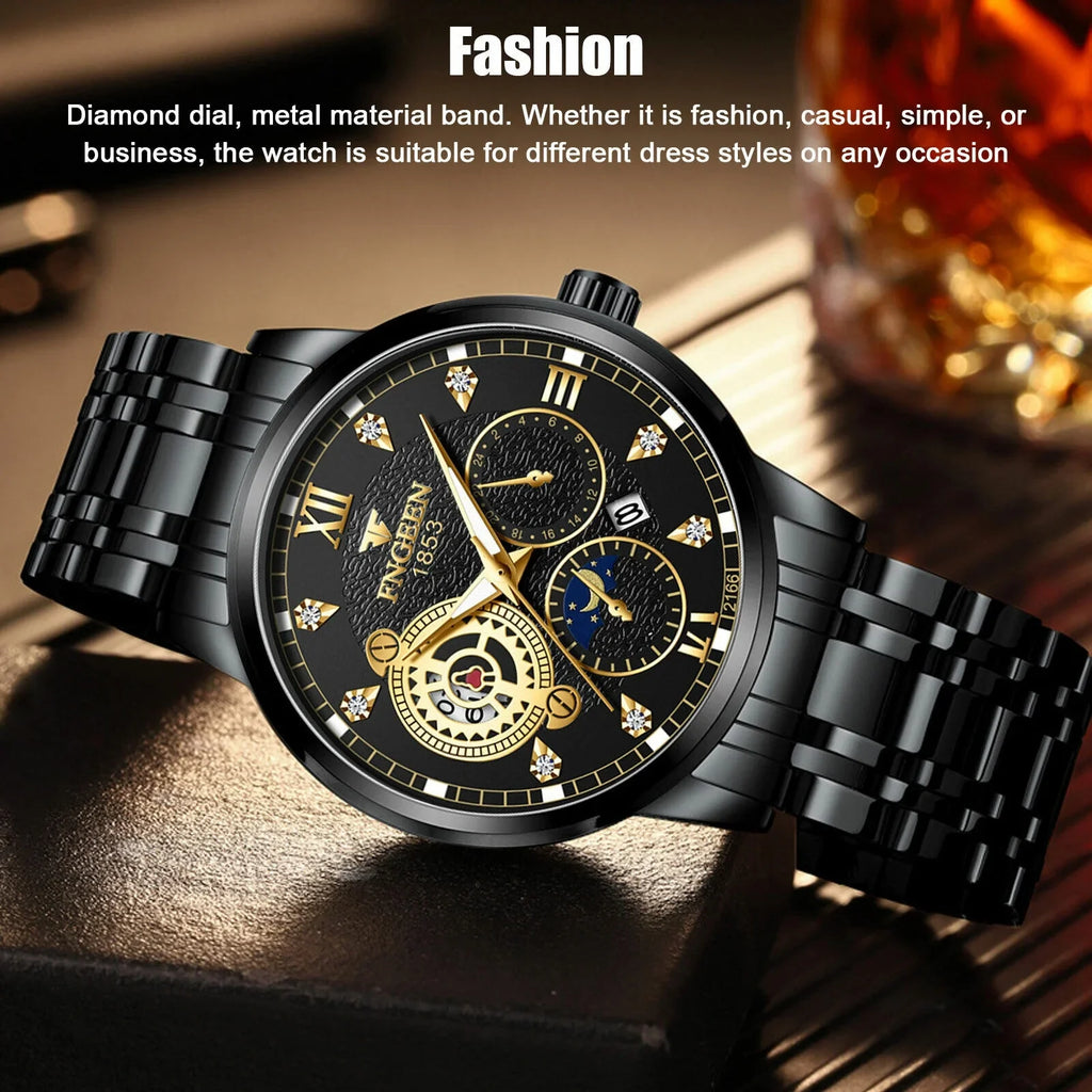 Waterproof People Watch Stainless Steel Crystal Luminous Classic Wristwatch Luxury