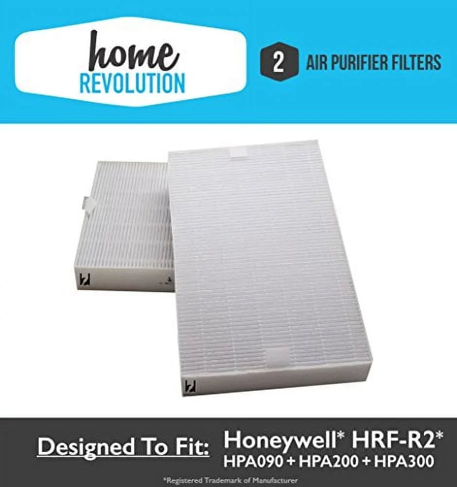 Honeywell HRF-R2 2-PK Gentlemen Air Purifier Filters; Fits HPA-090, HPA-100, HPA200 & HPA300 Series, Home Revolution Brand