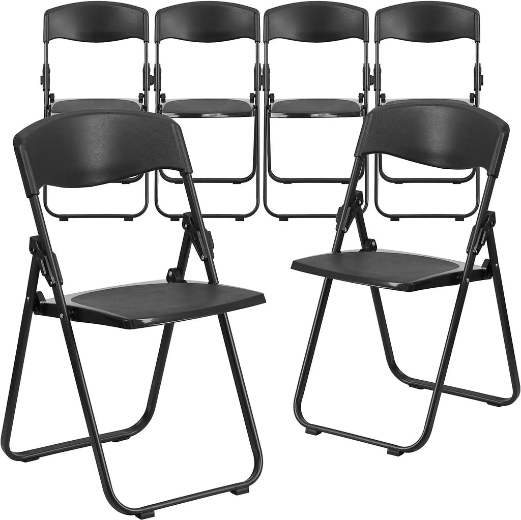 6 Pack HERCULES Series 500 Lb. Capacity Heavy Duty Ebony Plastic Folding Chair With Built-In Ganging Brackets