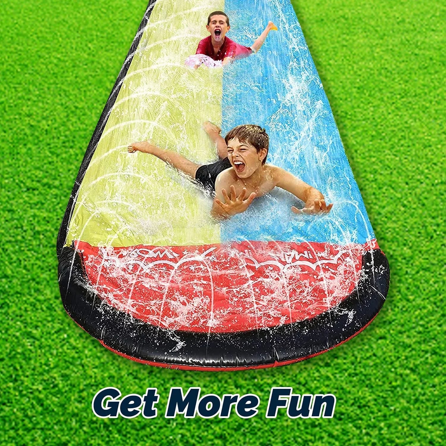 Vivazy 15.5ft Summer Backyard Quality PVC Smooth Slick , Water Slides Inflatable Crash Pad