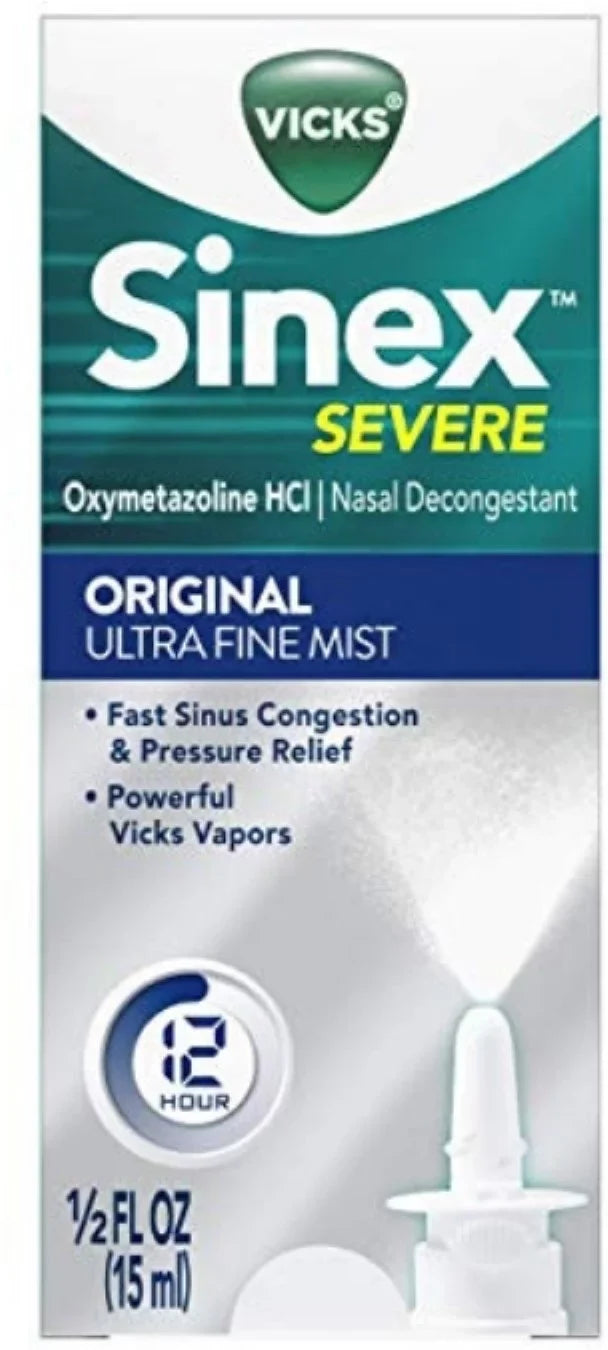 Vicks Sinex Severe Nasal Decongestant, Ultra Fine Mist with Individuals 0.50 oz (Pack of 4)