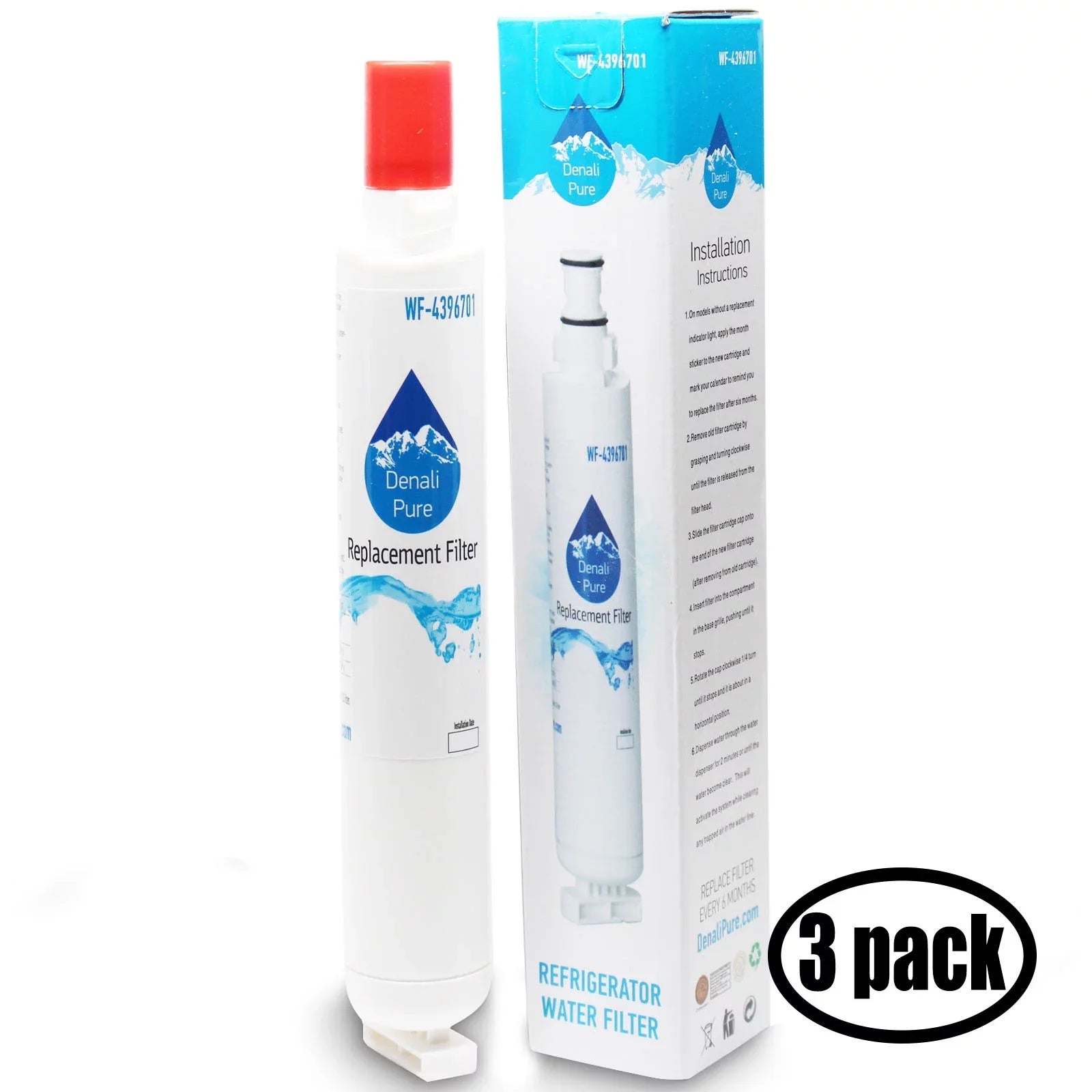 3-Pack Gentlemen for Maytag JUD248CCRS00 Refrigerator Water Filter - Compatible with Maytag 4396701 Fridge Water Filter Cartridge - Denali Pure Brand
