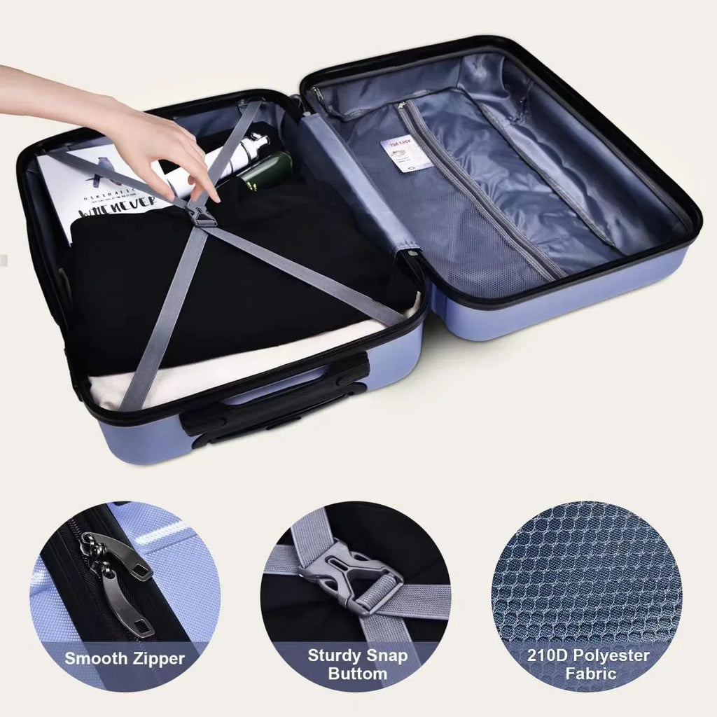 3-Piece Luggage Sets,Luggage Expandable Suitcase,Lightweight Suitcase with TSA Lock Spinner,Luggage Set PC+ABS,Durable Luggage Set with 4-Wheel Spinner and Hooks, (20", 24", 28"),Purple