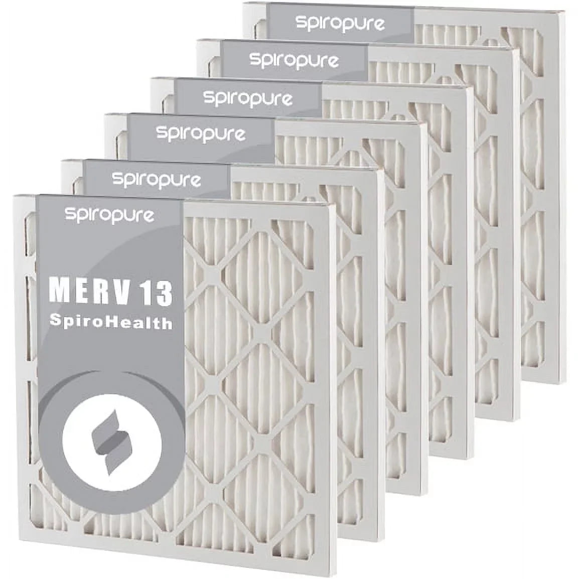 SpiroPure 10x16x1 MERV 13 Pleated Filter Air Filters - Made in USA (6 Pack)