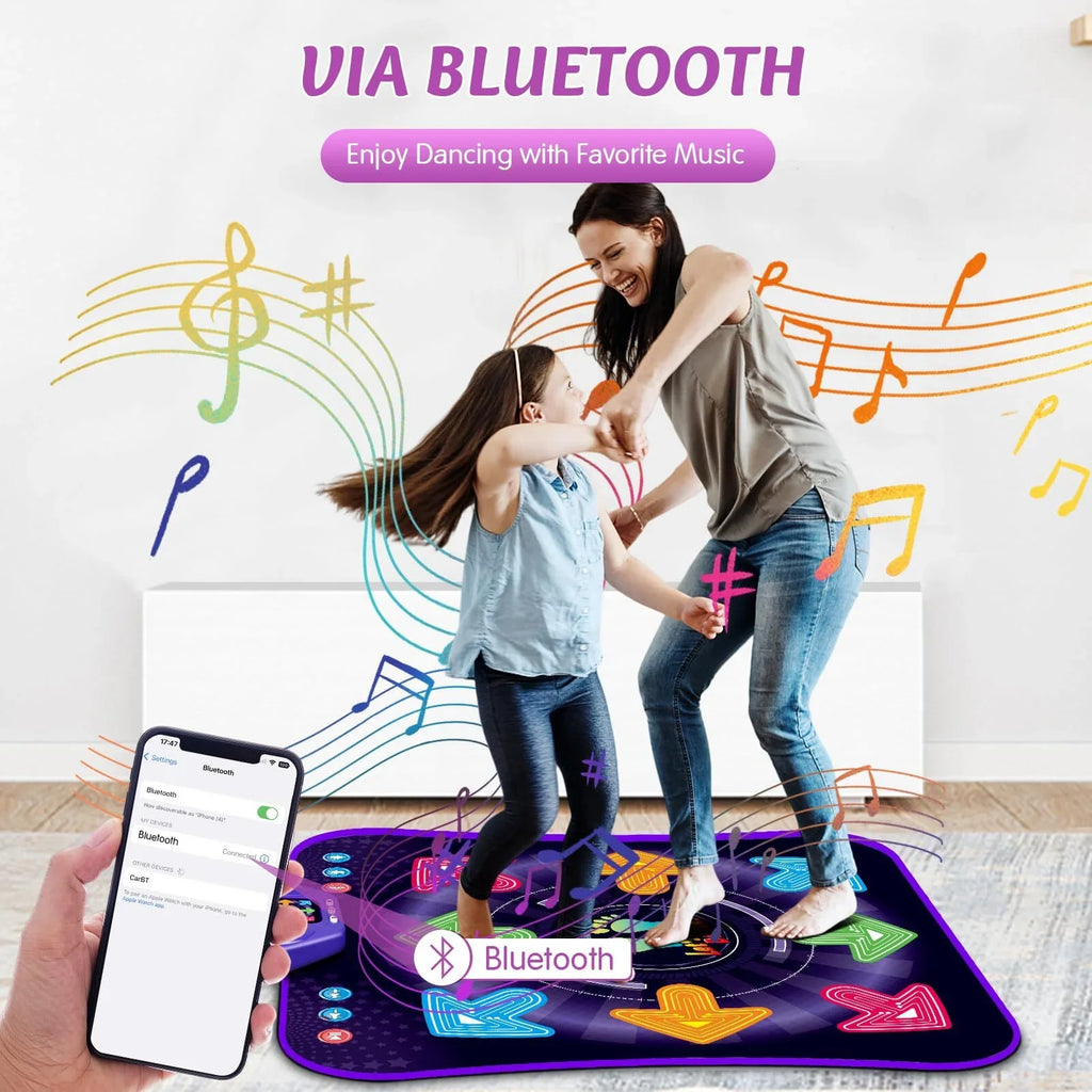 PAFOLO Dance Mat Toys for 3-12 Year Old Kids, Dance Pad with Light Up 8-Buttons & Wireless Bluetooth, Music Dance Toy with 5 Game Modes, Easter Xmas Gifts for 3 4 5 6 7 8 9 10+ Year Old Girls Boy