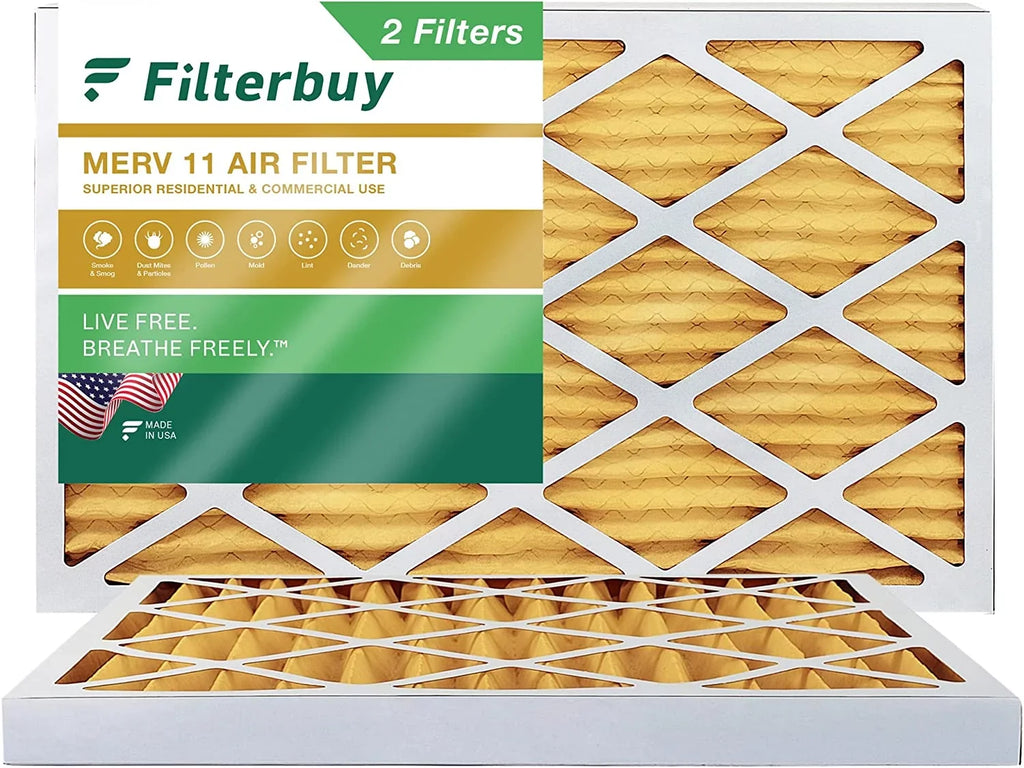 Filterbuy 16x25x2 MERV 11 Pleated HVAC AC Furnace Air Filters (2-Pack)