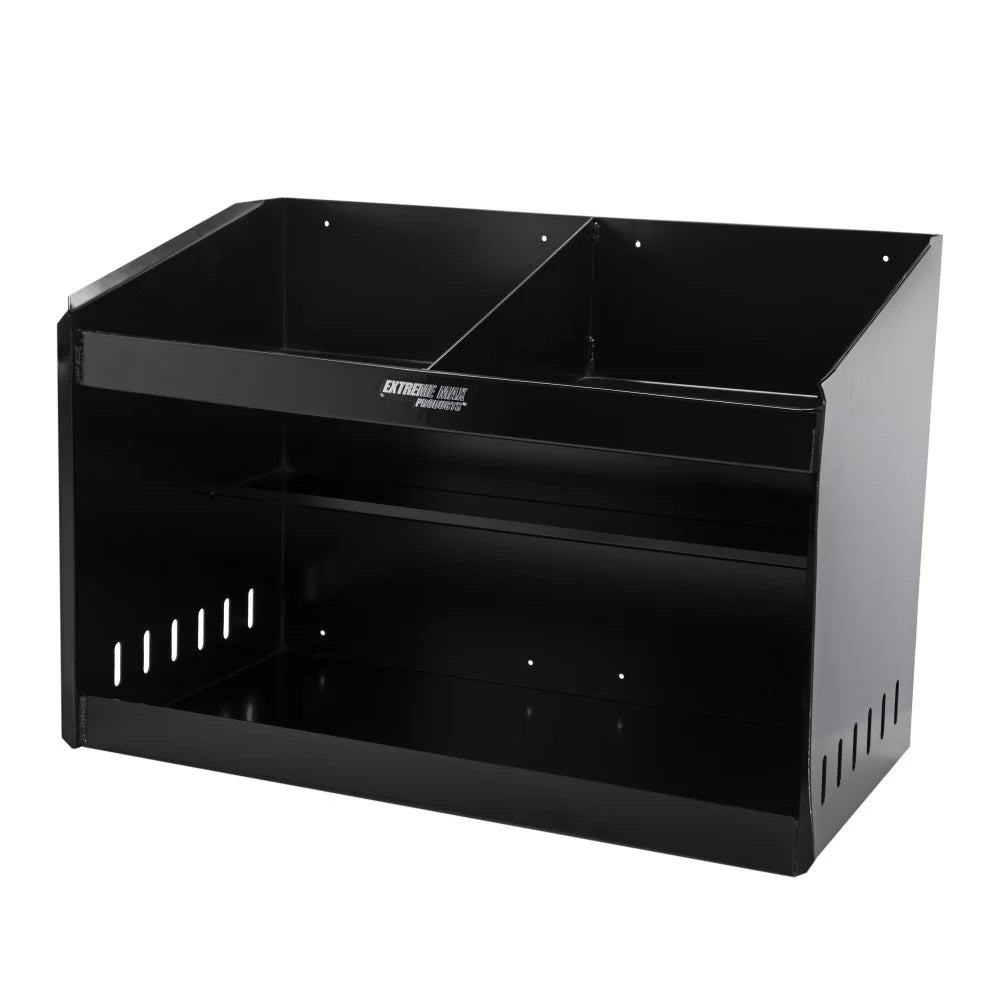 Extreme Max 5001.6331 Deluxe Dual Aluminum Helmet Bay Shelf Holder Storage Cabinet Organizer for Enclosed Race Trailer, Shop, Garage, Storage - Dark