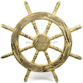 Nagina International Rustic Antique Beautiful Wall Decor Handcrafted Pine Nautical Ship Wheel | Maritime Exclusive Wall Decor (36 Inches, Junky Brown)
