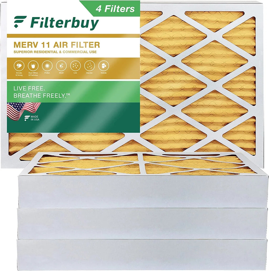 Filterbuy 8x20x4 MERV 11 Pleated HVAC AC Furnace Air Filters (4-Pack)