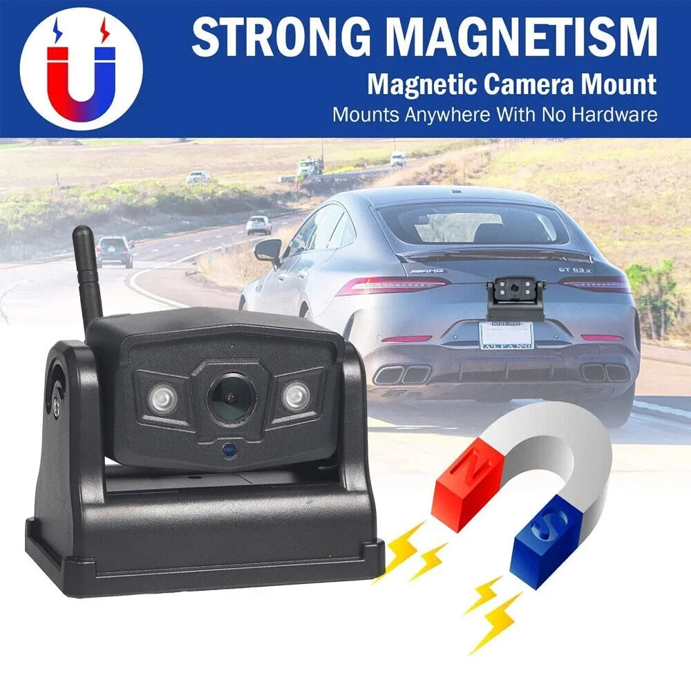 JLLOM Reliable Backup Camera, Magnetic WiFi Wireless, 9600mAh Battery, Front/Rear View