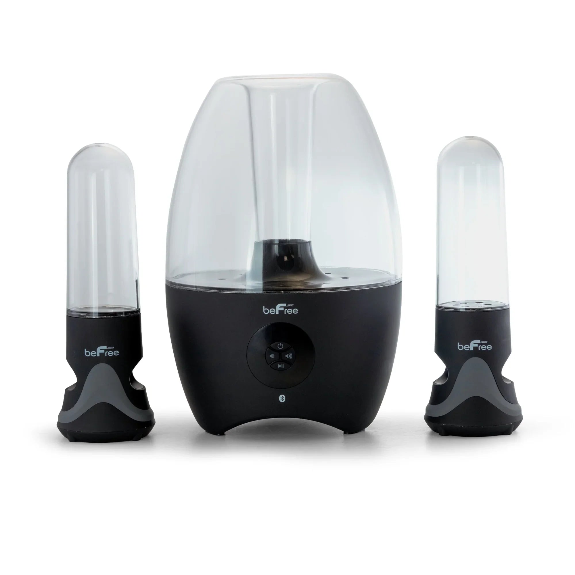 BeFree Sound LED Dancing Water 2.1-Channel Bluetooth® Multimedia Sound System, 7.5"H x 10.5"W x 13.5"D, Ebony 995102699M
