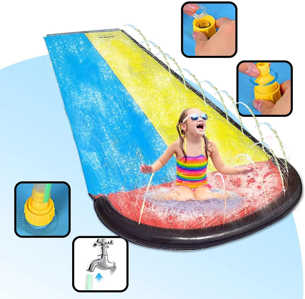 Vivazy 15.5ft Summer Backyard Quality PVC Smooth Slick , Water Slides Inflatable Crash Pad