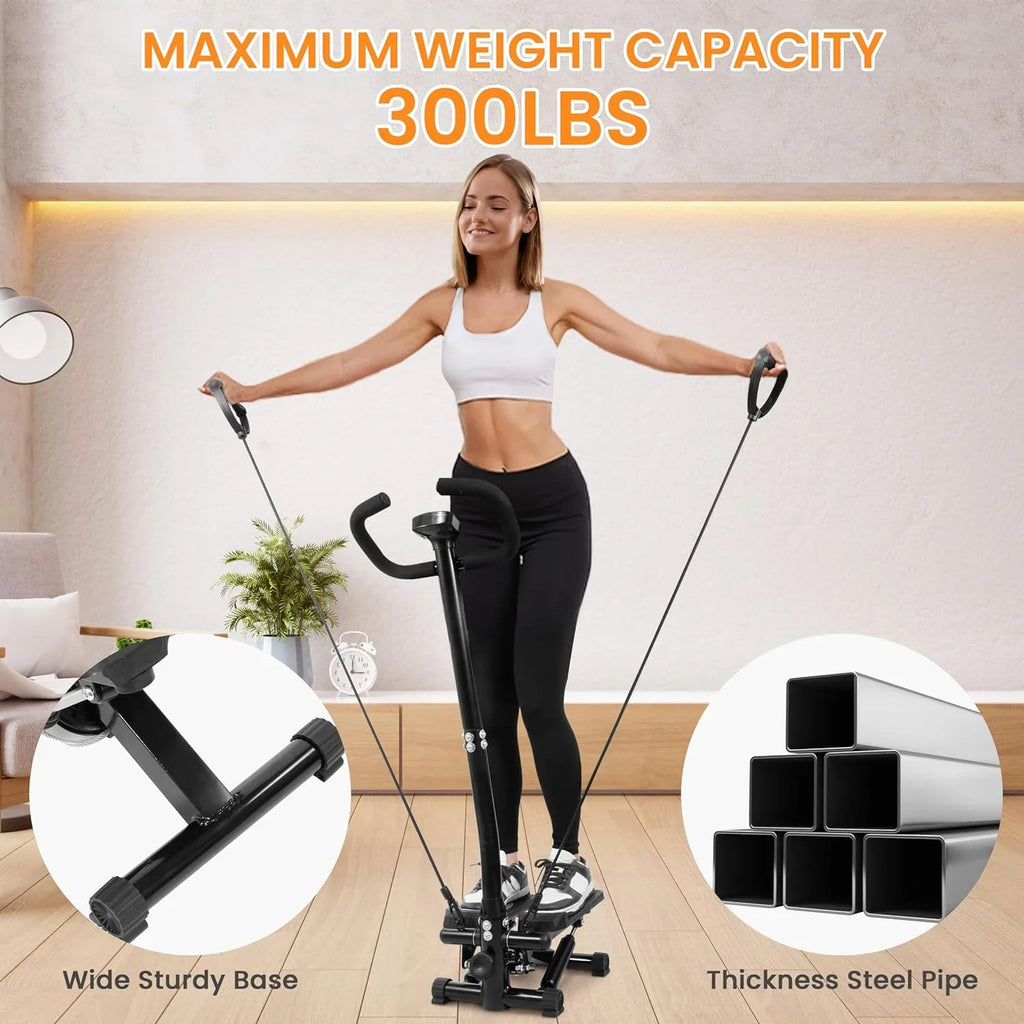 Signature Fitness Adjustable Mini Stepper Stair Stepper Stepping Machine with Resistance Bands, with or Without Handle