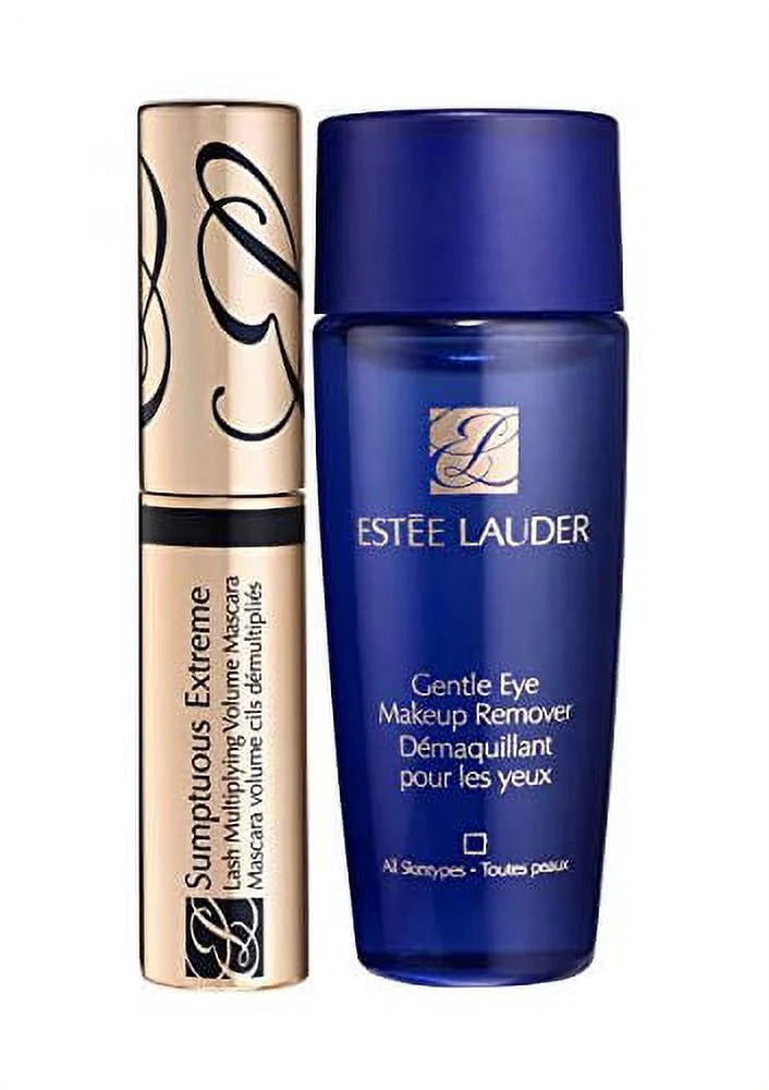Estee Lauder Sumptuous Extreme Lash Multiplying Volume Mascara - 01 Extreme Ebony and Gentle Eye Makeup remover Duo Deluxe Travel Size Set