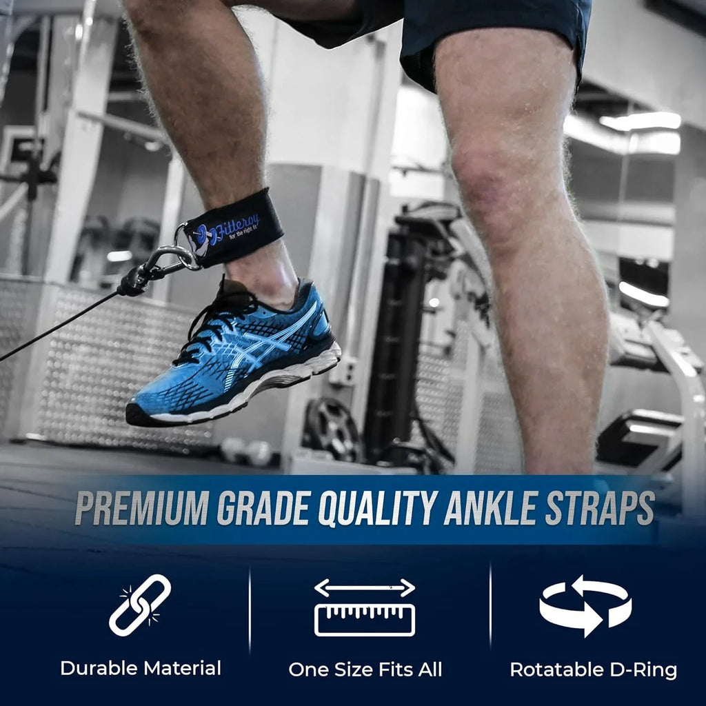 Gym Ankle Strap For Cable Machine - Exercise And Fitness Workout Strap With Neoprene Padding Gentlemen For LAT Pull Down Machine, Cable Home Gym And Resistance Bands