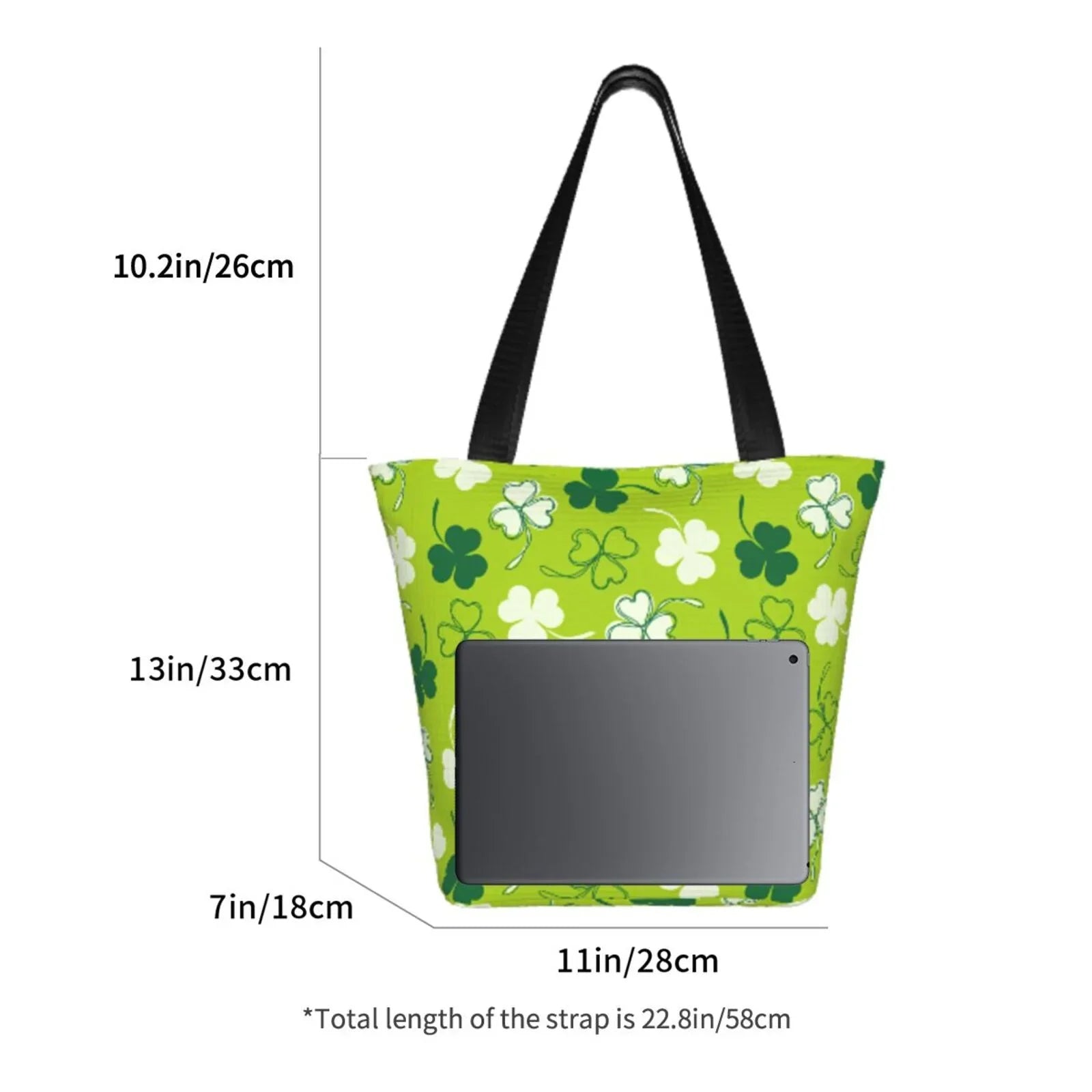 Easygdp St Patrick's Day7 Stylish Canvas Handbag Shoulder Tote Bag, Shopping Bag with Zip, Suitable for Buying Groceries, Office, Fitness