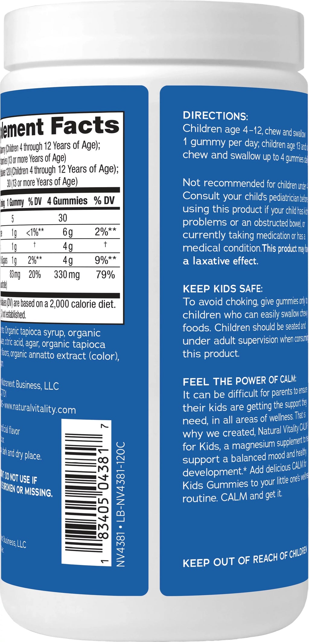Natural Vitality Calm Kids Magnesium People Gummies, Sweet Citrus, 83 mg, 120 Count
