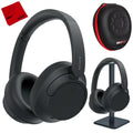 Sony WH-CH720N/B Wireless Noise Cancelling Headphone, Midnight Bundle with Deco Gear Hard Case + Pro Audio Headphone Stand + Microfiber Cleaning Cloth