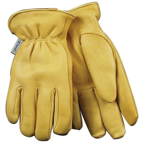 Kinco 90HKW-S Gentlemen Lined Grain Deerskin Gloves, Heat Keep Lining, Double Shirred Elastic Back, Small, Golden
