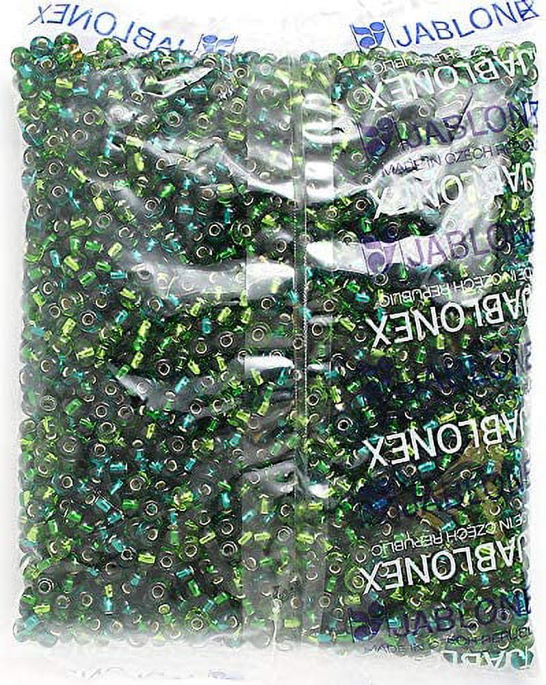 John Bead Czech Pony Beads 2/0 Silver Lined Seagreen Mix Bead for Jewelry Making Crafts, 500g
