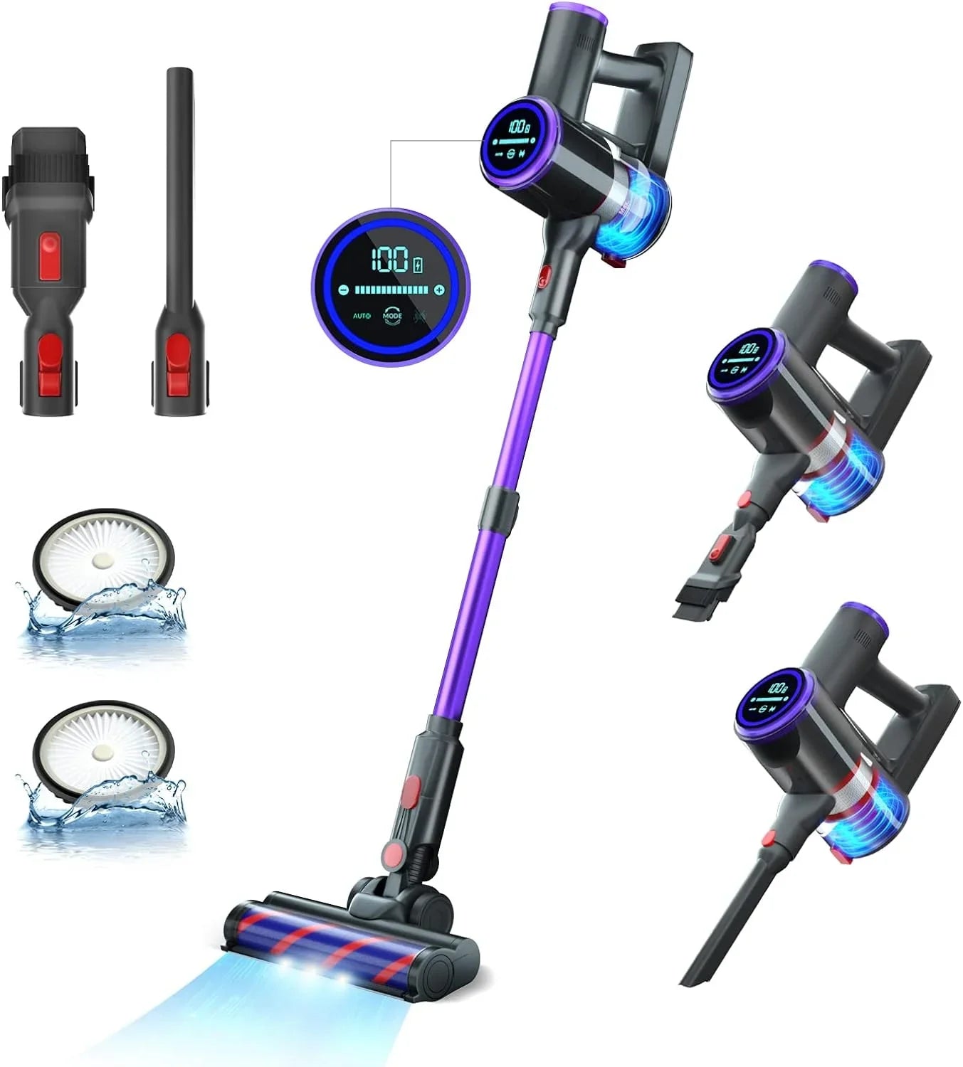 Open Box UDON Cordless Stick Lightweight Vacuum Cleaner 350W C825 - Purple