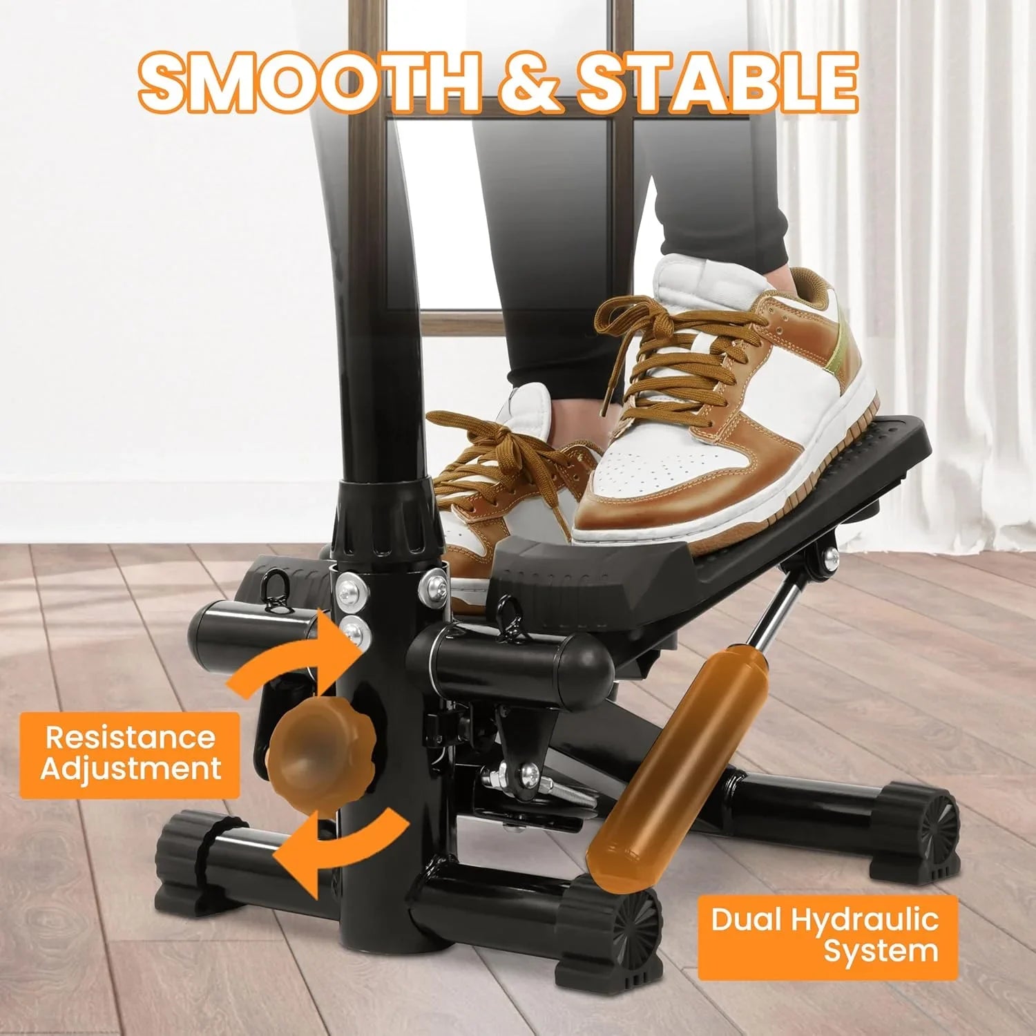 Signature Fitness Adjustable Mini Stepper Stair Stepper Stepping Machine with Resistance Bands, with or Without Handle