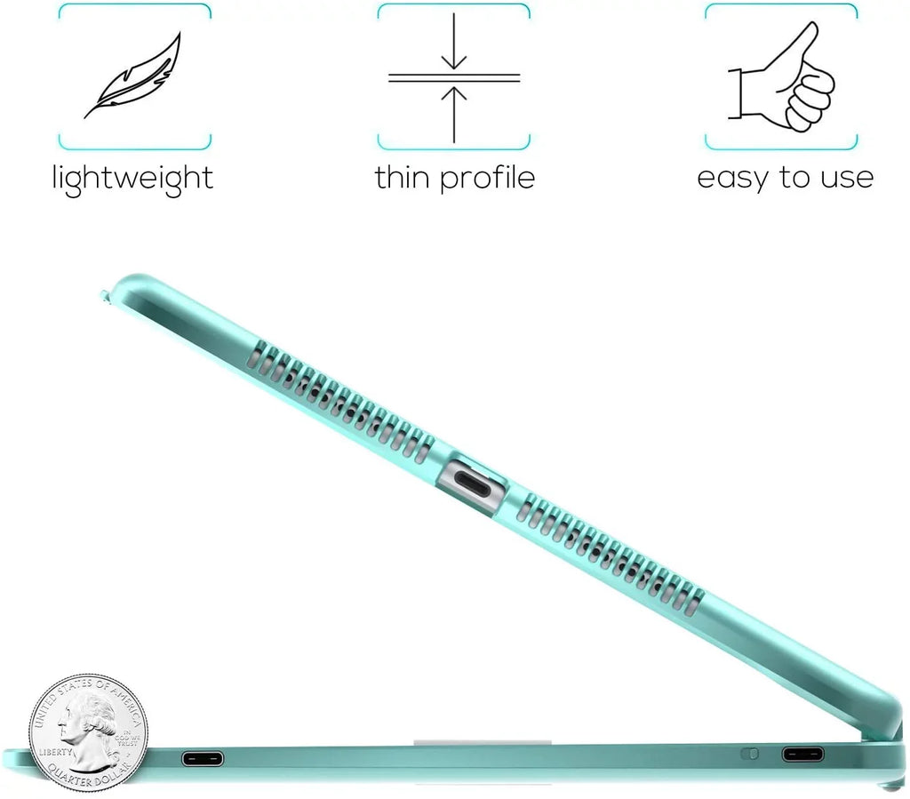 Typecase Keyboard Case with Trackpad for 10.2-inch iPad 9th Generation (2021), iPad 8th Generation (2020), 7th Gen, Air 3, Pro 10.5, Backlit Wireless Protective Slim Cover with Pencil Holder (Seafoam)
