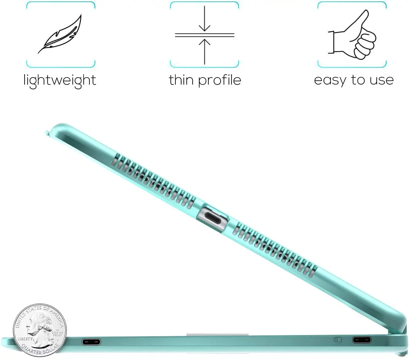 Typecase Keyboard Case with Trackpad for 10.2-inch iPad 9th Generation (2021), iPad 8th Generation (2020), 7th Gen, Air 3, Pro 10.5, Backlit Wireless Protective Slim Cover with Pencil Holder (Seafoam)