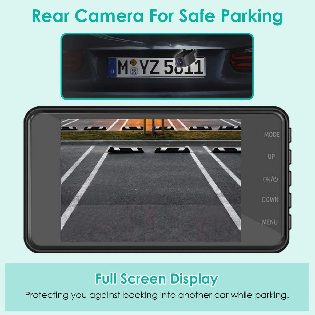 Front and Rear 1080P Dashcams for Cars iMounTEK Dual Dash Cam with 4in Touch IPS Screen Car Camera Driving Recorder for Taxi